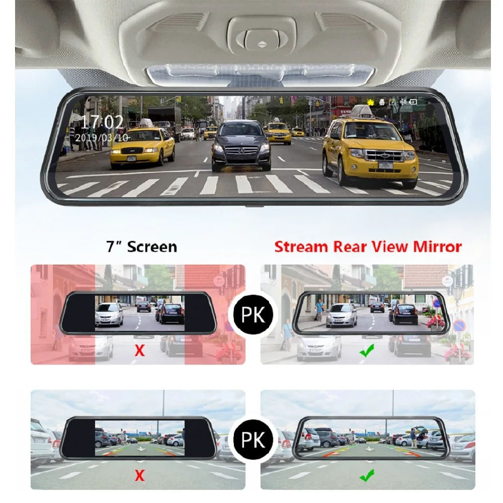 10 дюймов, сенсорный экран, Автомобильное зеркало заднего вида, камера, зеркало, FHD, Автомобильный видеорегистратор, зеркало, двойной объектив, с камерой заднего вида, видеорегистратор, видеорегистратор