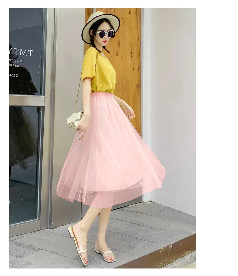 Duckwaver юбки женские s миди плиссированная юбка черная розовая юбка женские корейские демисезонные эластичные сетчатые юбки-пачки с высокой талией