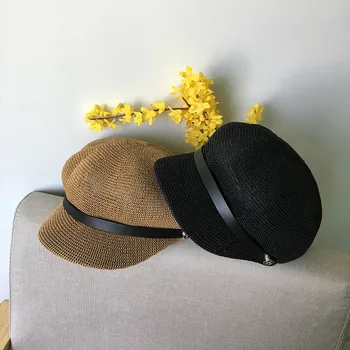

Fashion Belt Design Straw Octagonal Hats Spring Summer Fashion Travel Sunshade Sun Hats Men Women Elegant Temperament Beret