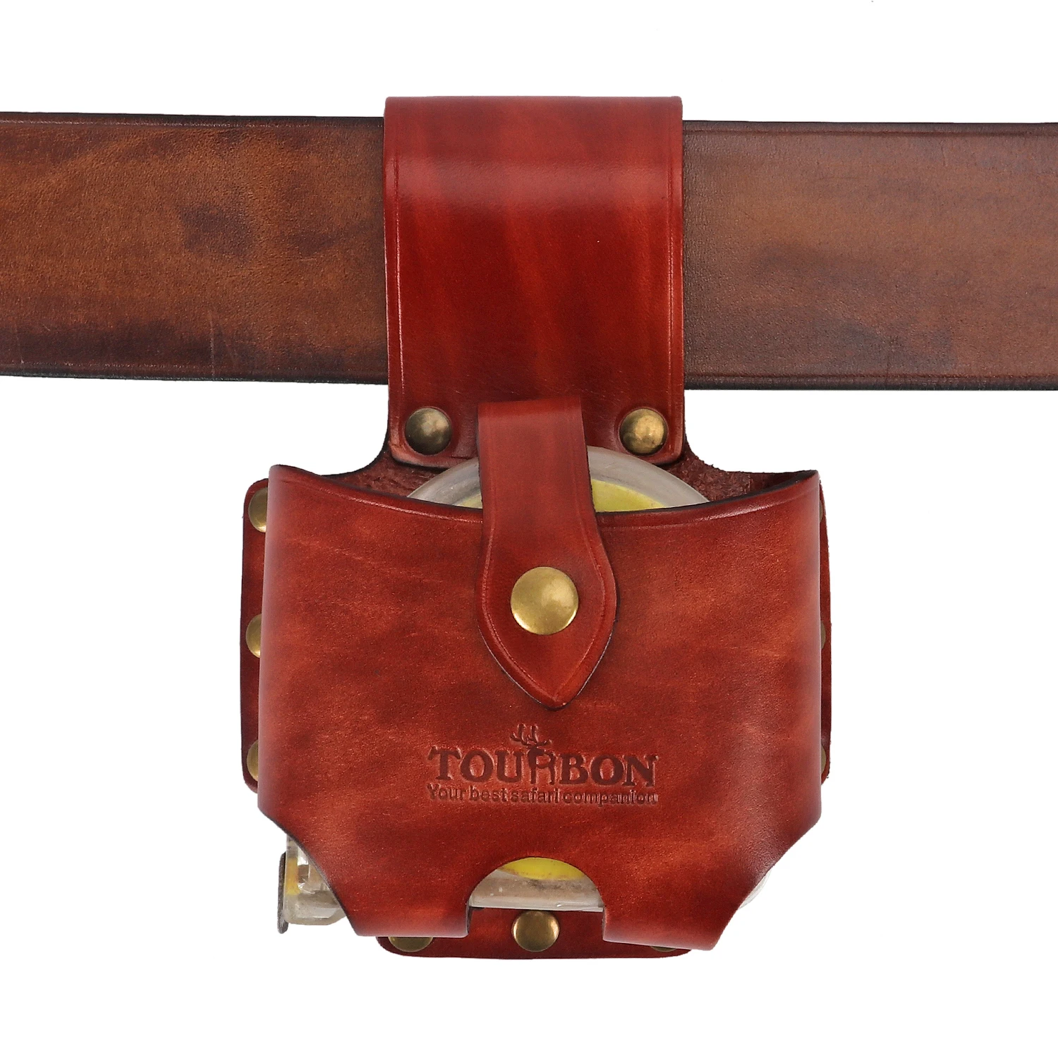 Tourbon Genuine Leather Large 10m Tape Measure Holder Tool Tapes Holster Pouch Loop Attach to Belt for Carpenters Electricians