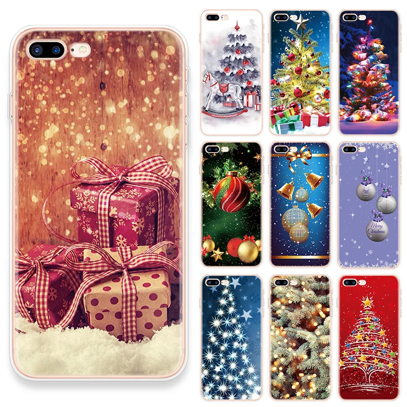 

Happy New Year Silicone TPU Case For iPhone 11 Pro XS Max X XR Christmas Tree Gifts Cover For iPhone 7 8 6 6S Plus 5 5S SE Coque