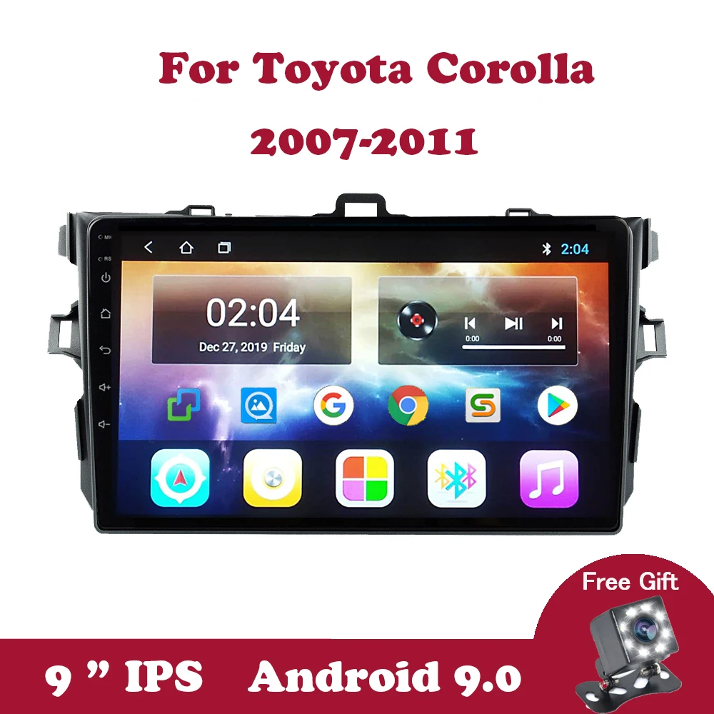 

Android 9.0 GPS Navigation WIFI Multimedia Player For Toyota Corolla E140/150 2007-2011 Car Radio SWC DVR Camera DVD IPS DVB