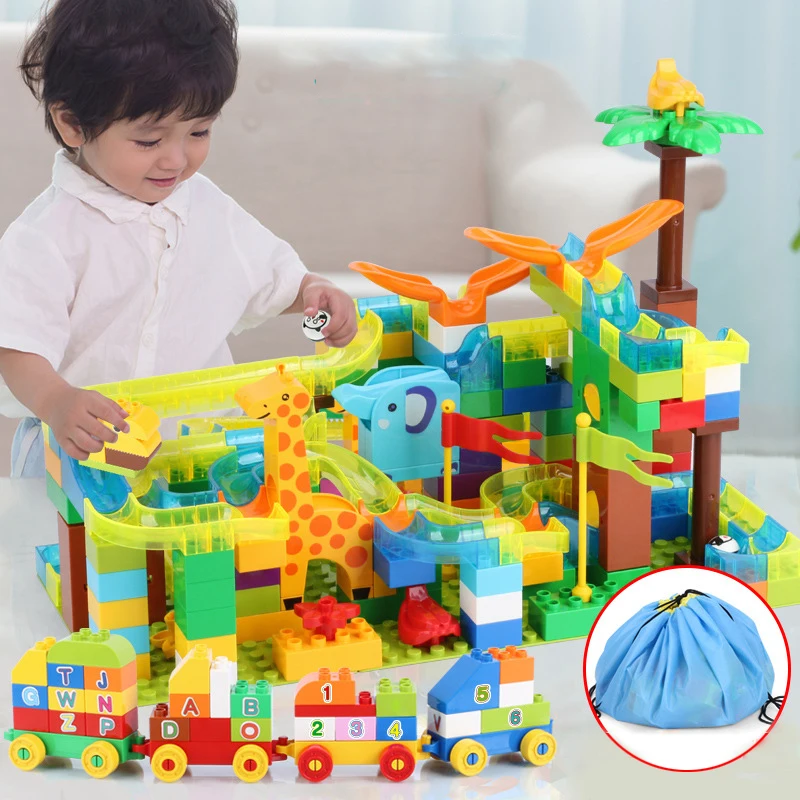 

168PCS Big Size Building Blocks Marble Race Run Maze Ball Track DIY Creative Bricks Bulk Model Figures Educational Toys For kids