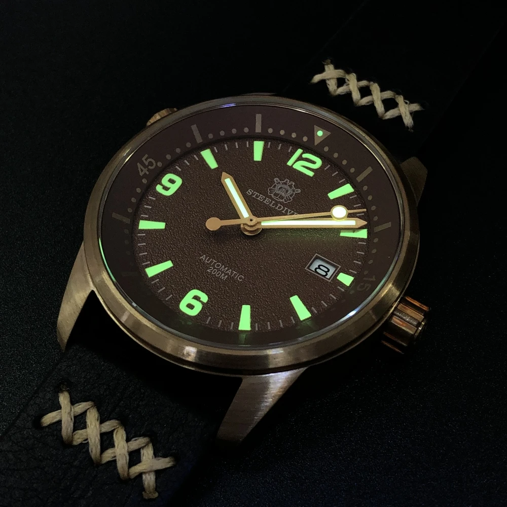 Steeldive CUSN8 бронзовые автоматические мужские часы винтажные наручные часы для дайвинга 200 м водонепроницаемые часы сапфировое стекло