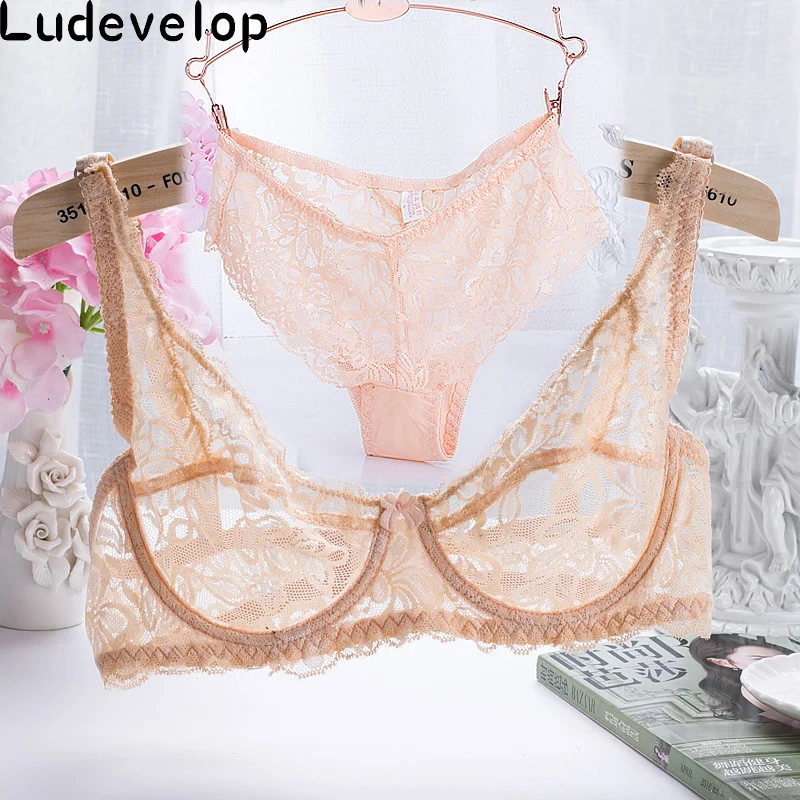 32-40 ABC Cup Intimates Hollow out Lace Bra And Briefs France Sexy Women Ultra-thin Underwear Bra Set Sexy Lingerie Bra Up Sofe sexy underwear sets
