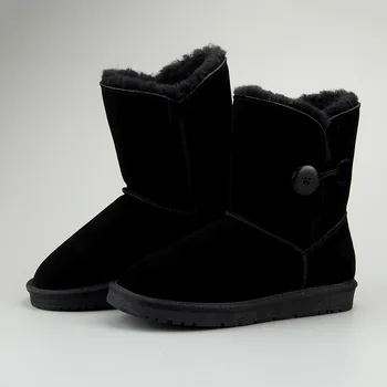 

2020 Winter Classic Men's Women's Snow Boot Shoes Suede Leather Wool Anti-Splash Botas Mujer Female Warm Boots Casual High