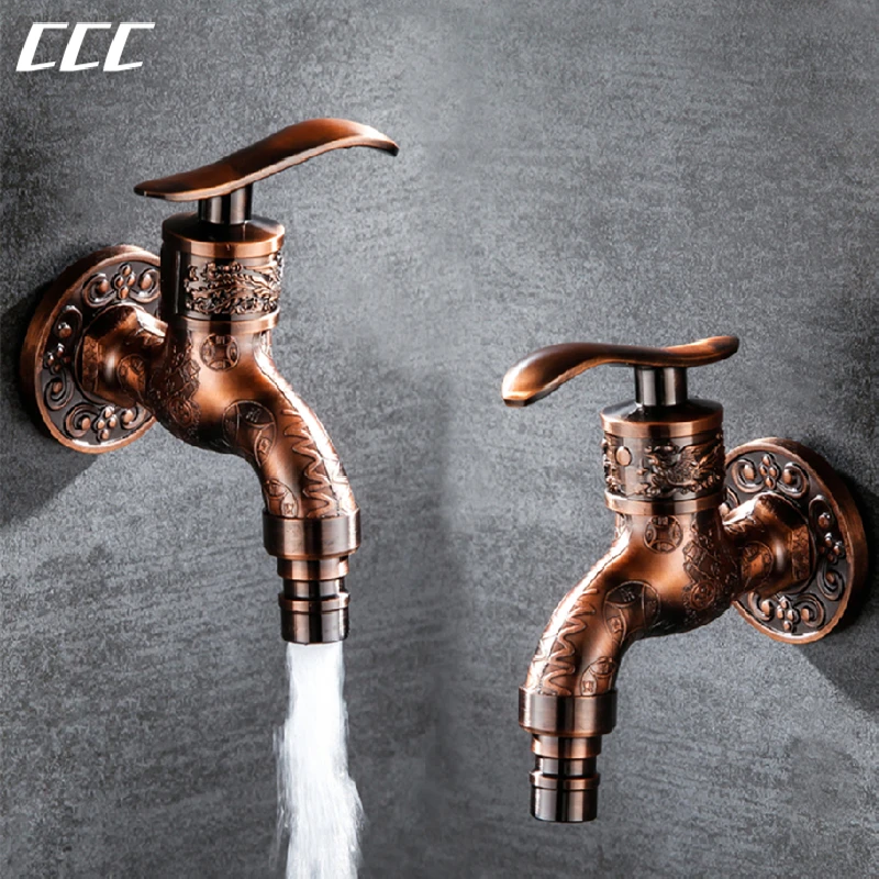 

Изогнутый настенный кран из цинкового сплава CCC, античный садовый кран для раковины/декоративный наружный садовый/Швабра для бассейна, одиночный холодный кран