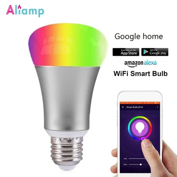 

LED WiFi Smart Light Bulb E27 E26 7W Lamp Warm Cold White RGB Dimmable Timming Voice Remote Control by Alexa Google Assistant