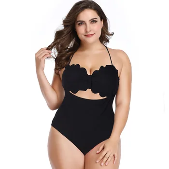 

Popular One Piece Swimming Suit Slim-Fit Solid Color High Waist Women's Bikini European and American Swimming Suit 2020