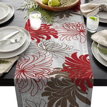 

Table Runners Modern Floral Red Chrysanthemum Table Runner Cloth Dining Table Decoration for Wedding Party Home Office