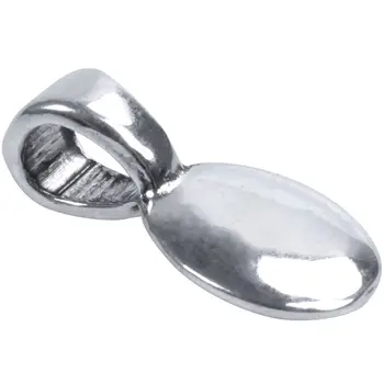 

30Pcs Silver Tone Oval Tag Glue on Bail 15x8mm(5/8x3/8 inch)