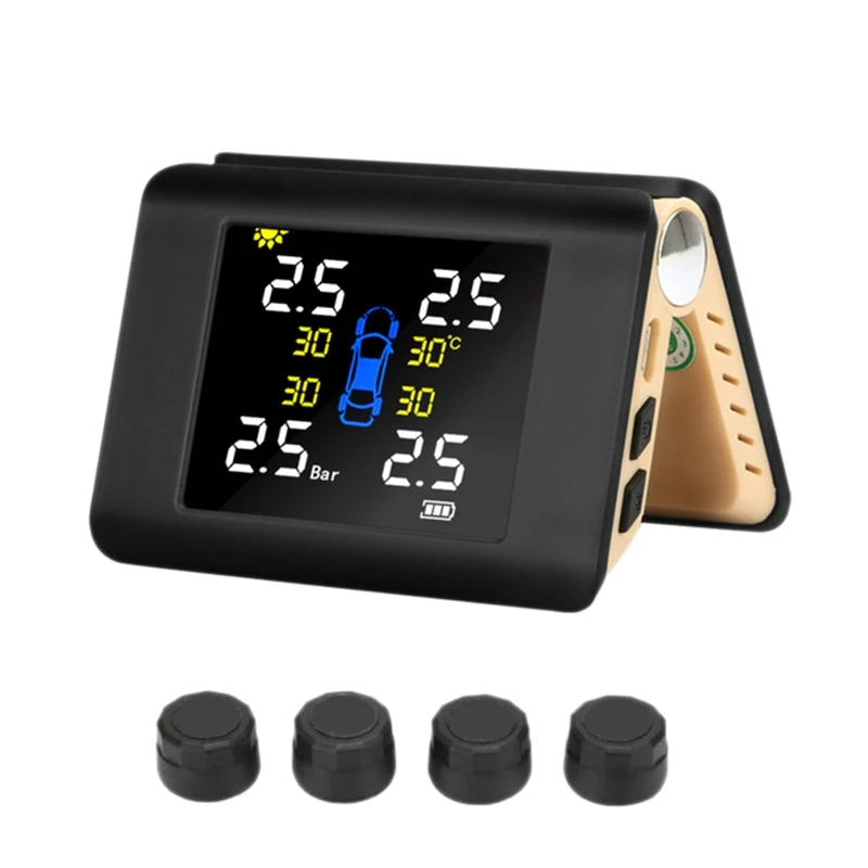 Universal TPMS Car Wireless Tire Pressure Monitoring System with 4Pcs External Sensors Alarm for Windshield Beige | Автомобили и