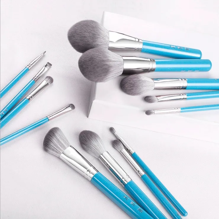 13 pz/set set di pennelli per trucco blu Soft Powder sculpting foundation eye shadow concealer detail kit di pennelli per trucco per sopracciglia - immagine 3