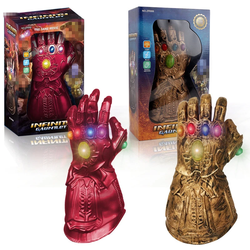 Thanos Infinity Gauntlet War для косплея Железного человека супергерой Мстители светодиодный свет латексные перчатки Дети Хэллоуин аксессуары для косплея