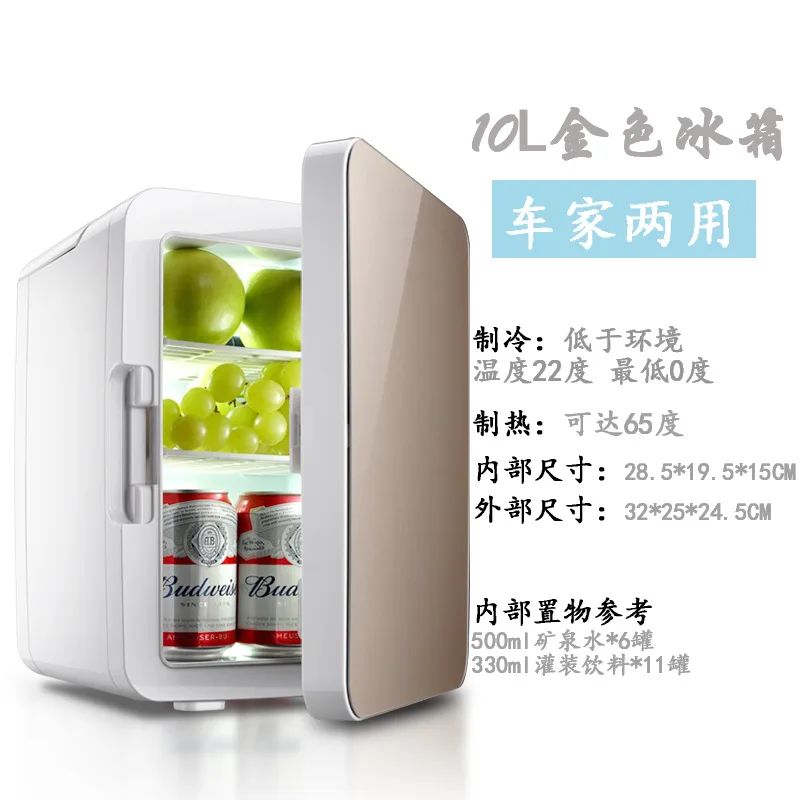 12V 220V 10L автомобильный холодильник мини-холодильник термостат минихолодильники холодильники - Цвет: Tuhao gold