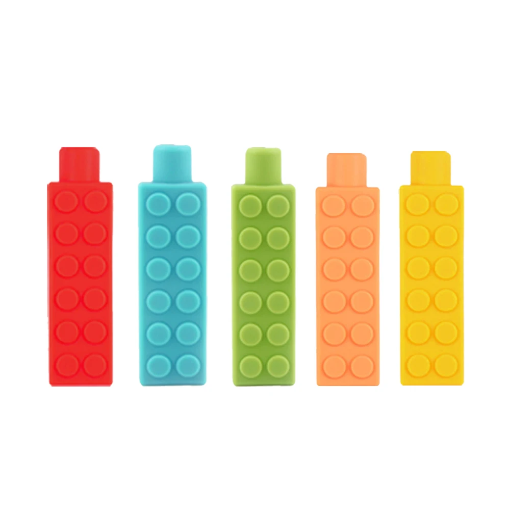 10pcs Baby teether Sensory chewable pendant necklace Kids Silicone Biting toys newborns Pencil Topper Teether childen's goods 6