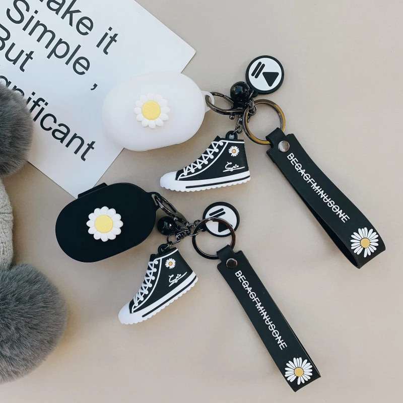 

For Redmi AirDots Case Cute Flower with Keychain Accessories Silicone Case for Xiaomi MI Air Wireless Earphone Cover