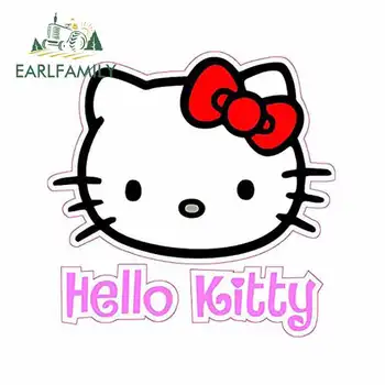 

EARLFAMILY 13cm x 12.9cm for Hello Kitty Cartoon Car Sticker JDM Motorcycle Decal Car Styling Vinyl Waterproof Car Accessories