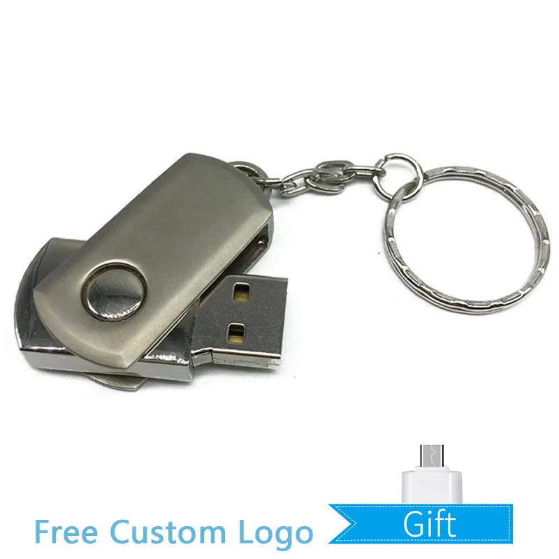 Креативный USB флеш-накопитель 4 ГБ 8 ГБ Флешка 16 ГБ флеш-накопитель 32 Гб 64 Гб металлическая USB флеш-карта диск 128 Гб Серебряный Поворотный Бесплатный Пользовательский логотип