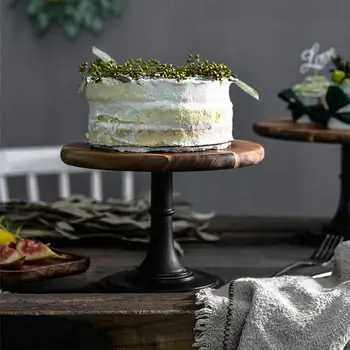 

Cake Plate Stand Wooden Plate High Base Cupcake Dish Party Filming Props Dessert Dish Wedding Tray Decoration Display DROPSHIP