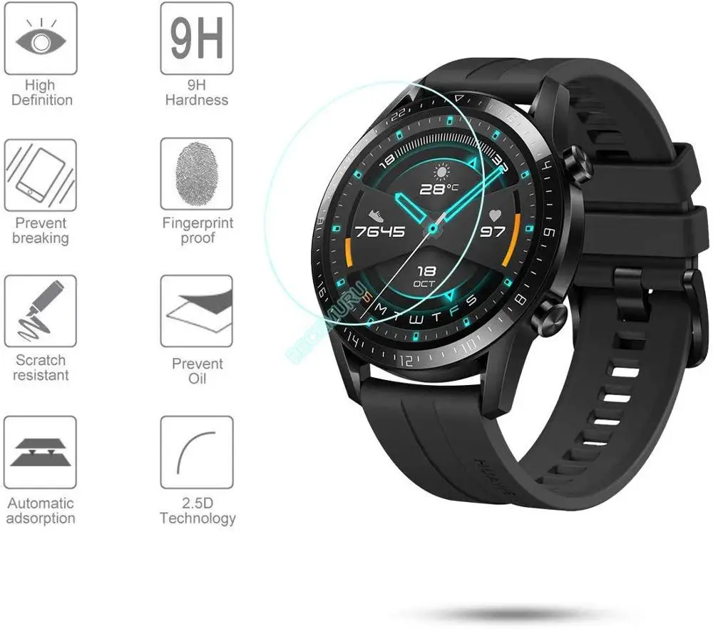 

1/3/5Pcs Tempered Glass Screen For Huawei Cover Film Protector For Huawei Watch GT2 46mm Screen Protector HD/ Anti-scratch Film