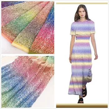 

Advanced Gradient Sequins Embroidery lace fabric Colorful Nigerian French Lace African Fabric For Evening Gown Party dress