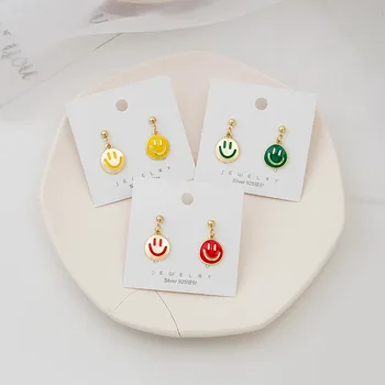 

Cute soft cute girl asymmetrical smiley earrings sweet smile earrings