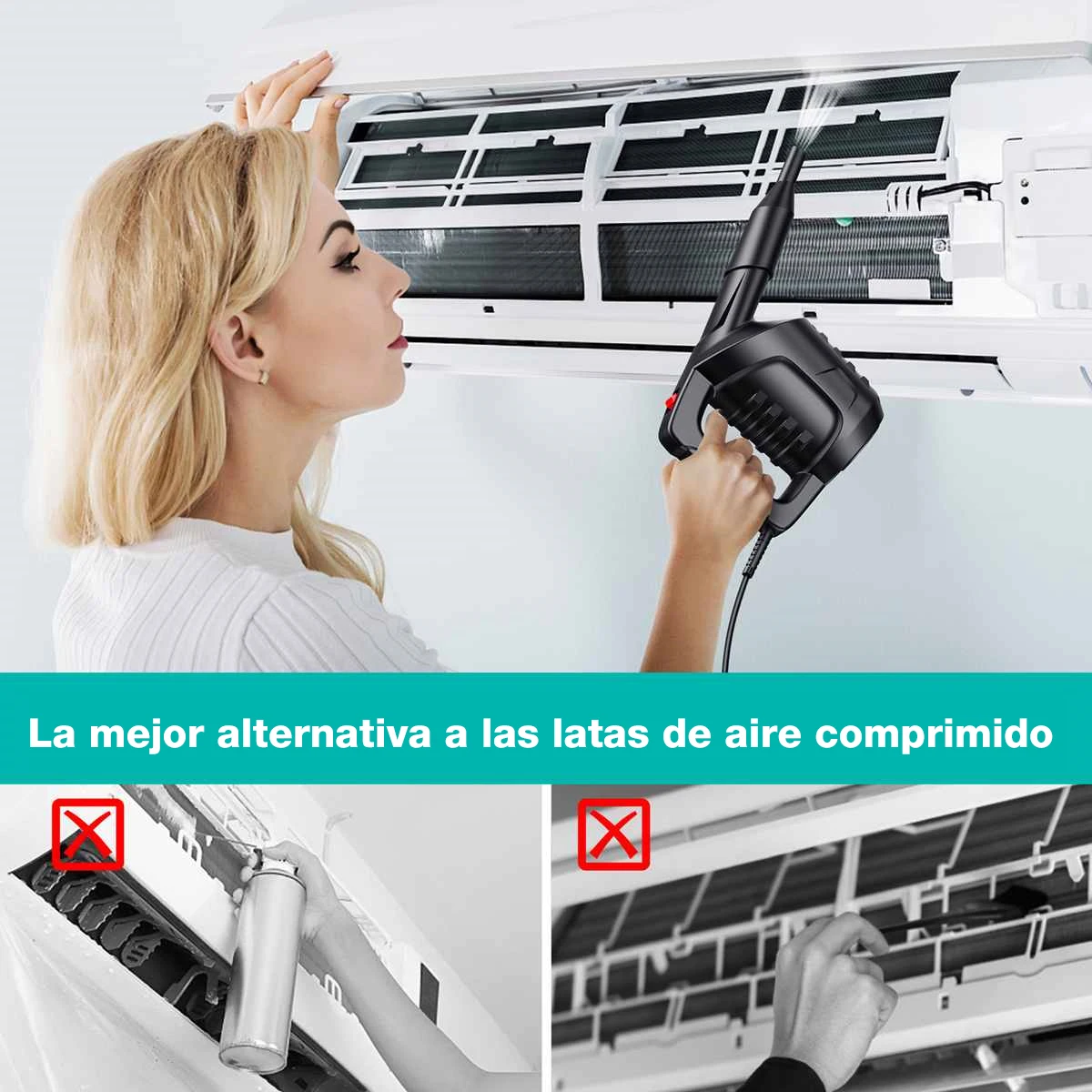 MECO-aire comprimido para PC, soplador de aire, 8 boquillas, multifunción,  45000RPM, para ordenador, portátil, teclado, herramienta de limpieza  electrónica,soplador de polvo de aire,soprador de ar limpeza pc