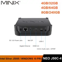 MINIX NEO J50C-4 официальный WINDOWS 10 PRO серии мини-ПК Intel Pentium серебро J5005 DDR4 4 ГБ/32 ГБ HDMI 2,0 Vesa крепление мини-ПК