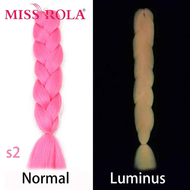 Miss Rola Synthetic Support Wholesale 100g 24 Inch Jumbo BraidsPink Green Yellow High Temperature Fiber Ombre Hair Extensions S2