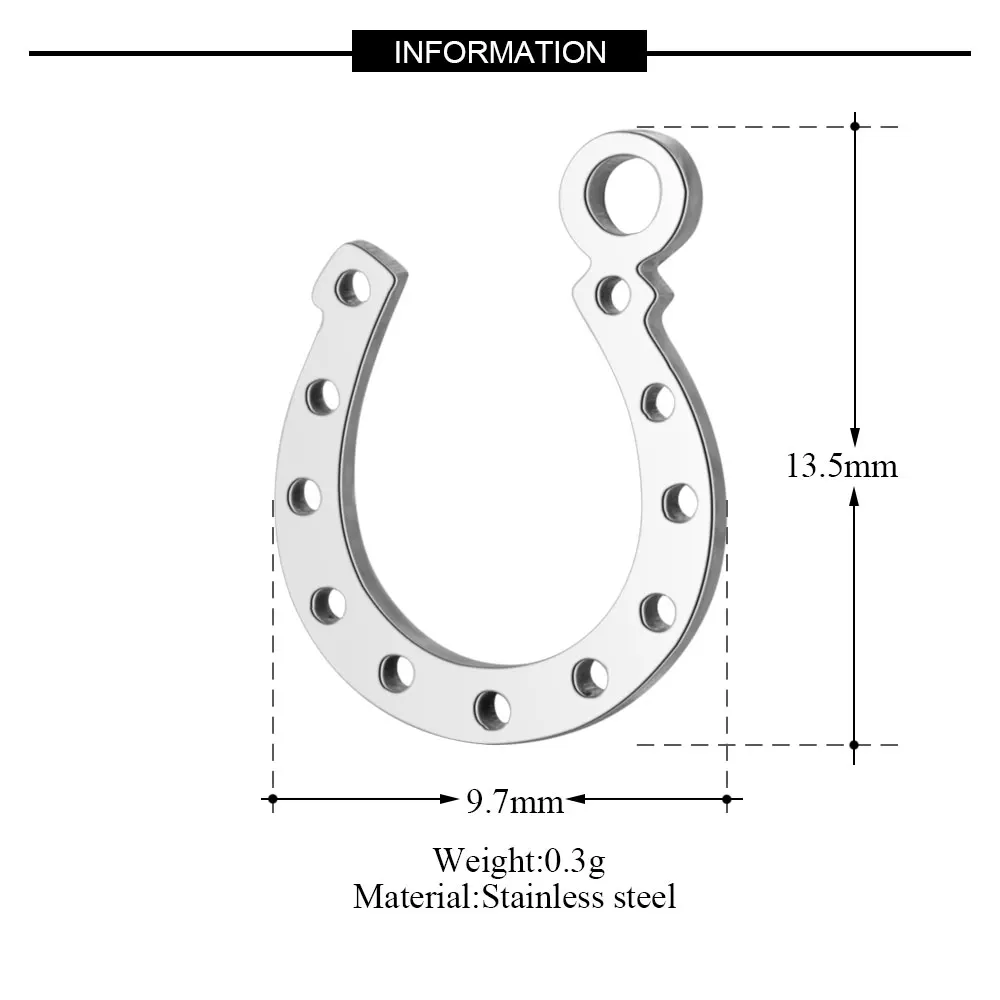 10 штук счастливый символ клевера желаний кости слона амулет нержавеющая сталь лошадь башмак DIY ювелирные изделия в поисках кулон - Окраска металла: T199x10