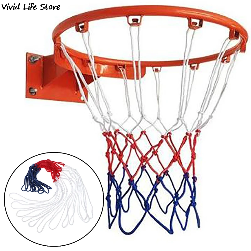 Standard Basketball Net Durable Nylon Thick Thread Three Color Universal Basketball Net Mesh Replacement