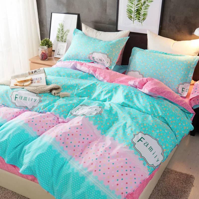 

Aloe vera cotton bedding set small fresh four-piece simple sanding bed linings Quilt and christmas cotton bedding
