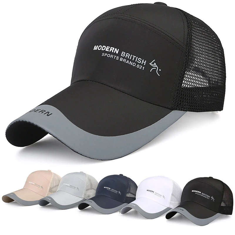 Sunscreen-Caps Mesh Visor Baseball-Cap Long-Brim Outdoor Sport Summer Breathable Men
