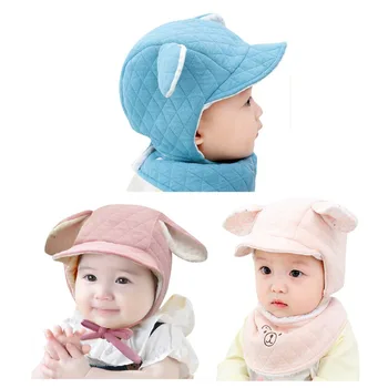 

Cute Baby Scarf Baby Winter Warmer Scarf Cartoon Ear Design Hat Infant Collar Scarves Neckerchiefs Headwear Set h