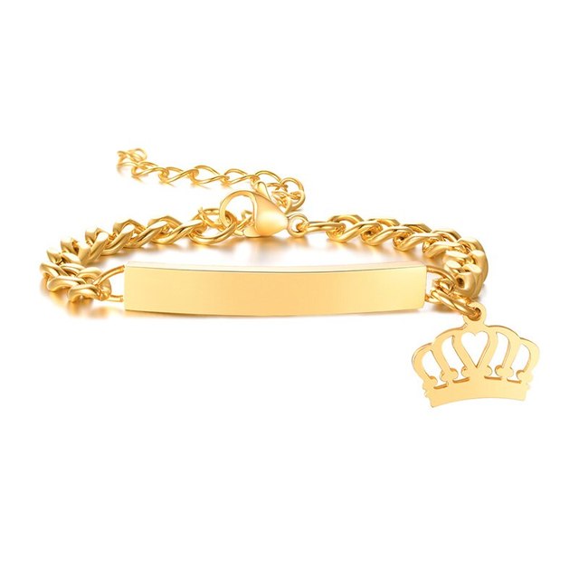 Baby Name Bracelet Figaro Chain Smooth Bangle Link Gold Tone No Fade Safty Jewelry 12cm to 15cm