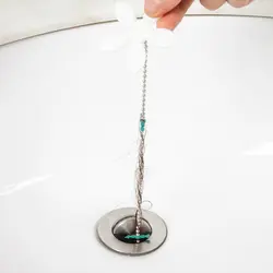 Инструмент для очистки канализационных крючков с цветком и цепочкой для удаления волос в раковине для кухни, ванной комнаты, слив 48,5x6 см