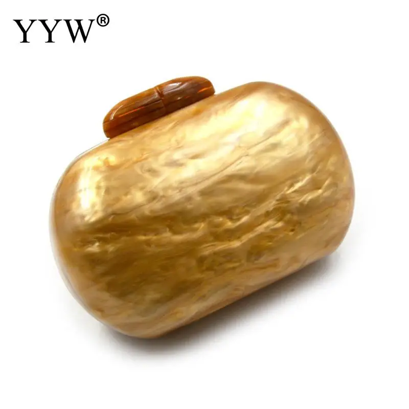 yellow YYW мини Леопардовый принт акриловый свадебный кошелек клатч для женщин с цепочкой белый мрамор милый маленький кошелек 170x70x110 мм - Цвет: yellow