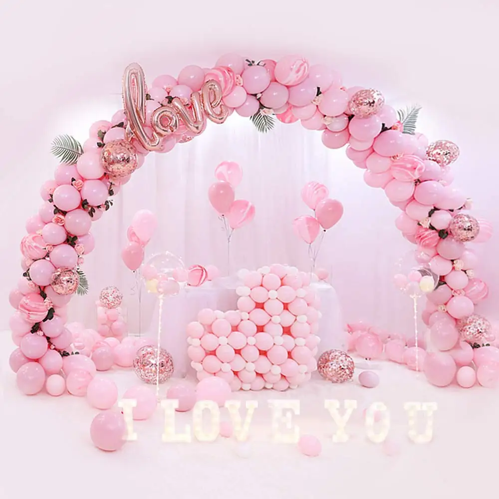 Pink Balloons Garland Arch Baby Girls Macaron Agate Latex Balloon Valentine's Day Wedding Party Rose Gold Love Decor Globos | Дом и сад