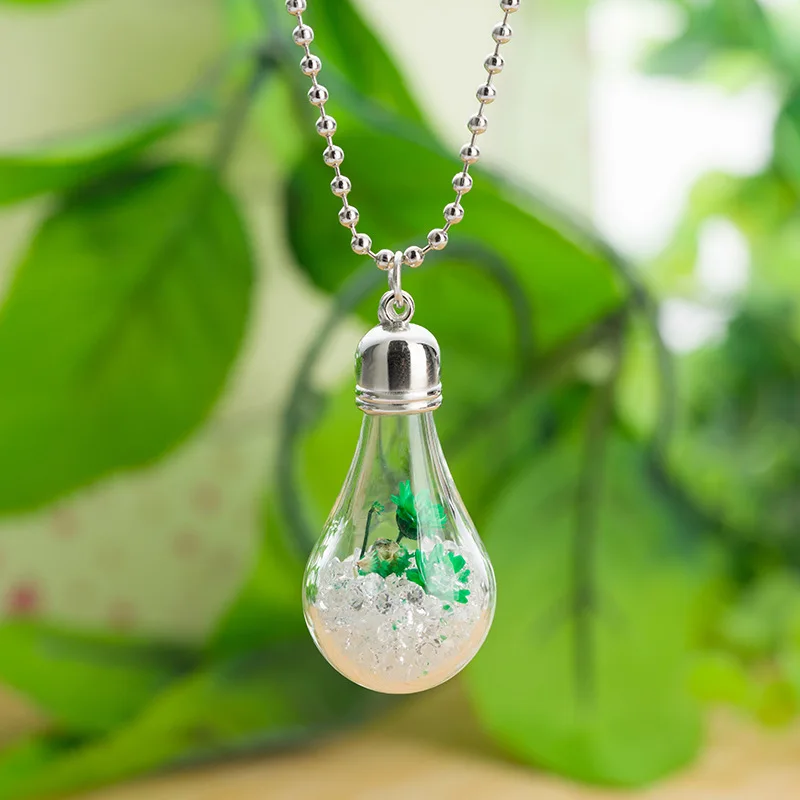 

Korean-style Simple Pendant Sweater Chain Mori Girl Dried Flower Preserved Fresh Flower Glass Cover Long Necklace Stall