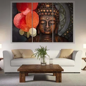 

Art Modular Poster Home Decor Living Room 3 Pieces Buddha Statue View Framework HD Printed Modern Canvas Pictures Painting Wall