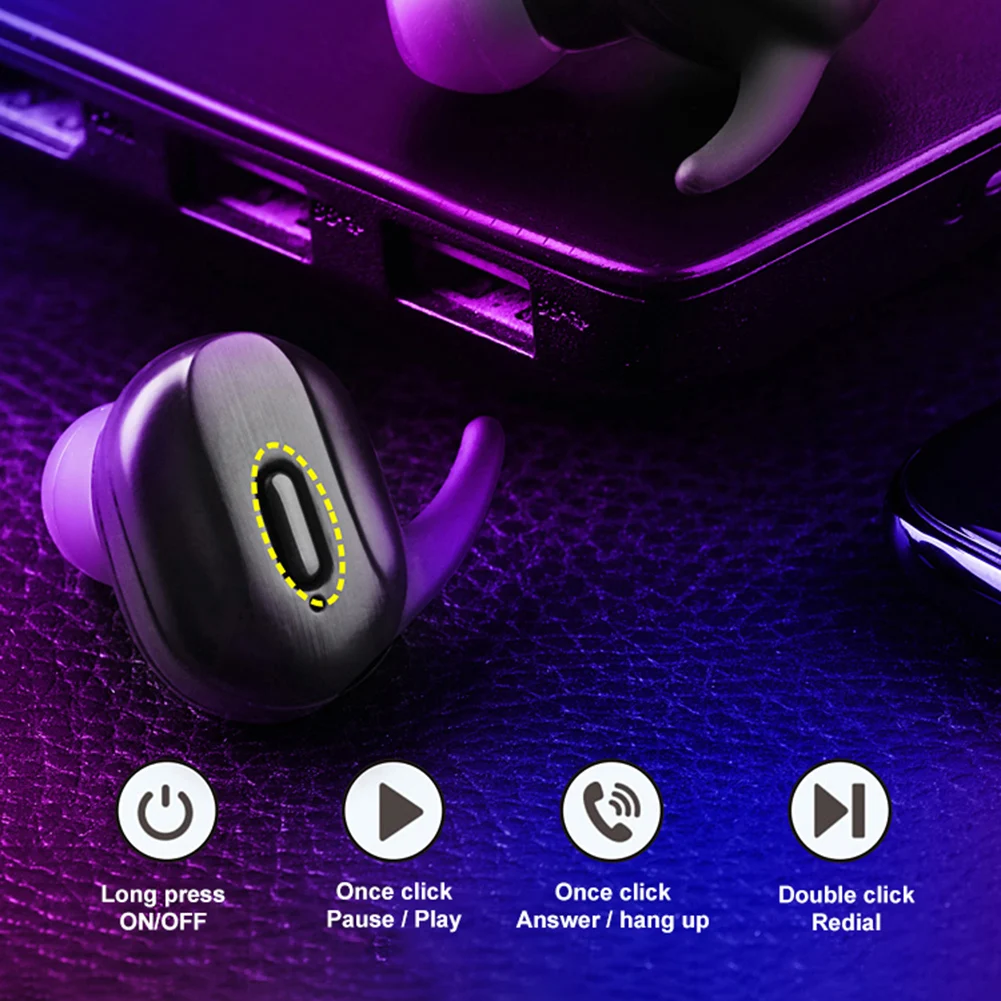 T26 Wireless Bluetooth 5.0 Tws Headset Stereo Music For Android Ios With Charging Box