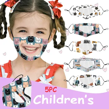 

5PC Children Outdoor Breathable Face Shield Reusable Mouth Mask Washable Face Shield Cloth Windproof Face Mask mondmaskers