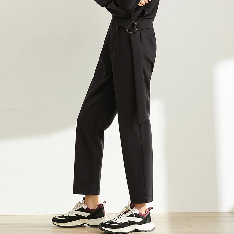Black Trousers Amii Минималистичная одежда в западном стиле для девочек в европейском стиле повседневные штаны для женщин осень воздушный слой модный костюм - Цвет: Black Trousers