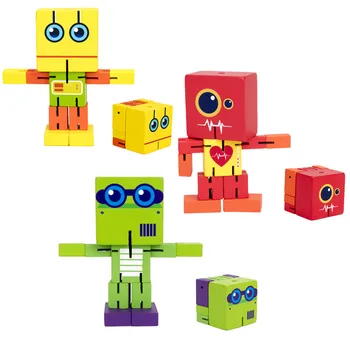 

Children Building Block Toy Multi Function Wooden Autobot Hand To Play Model DIY Early Educational Toys Deformation Robot