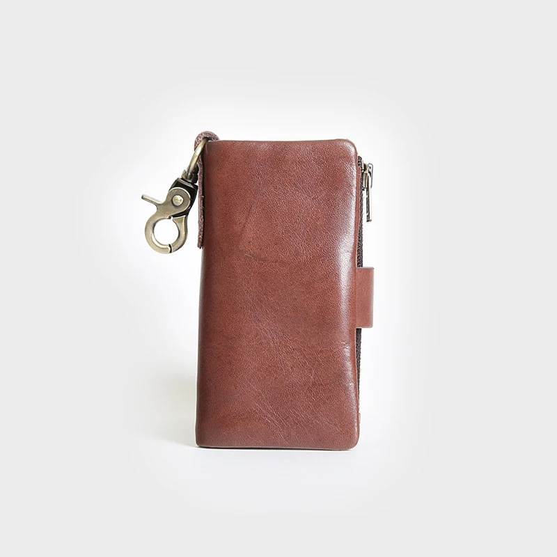 Red Brown SIMLINE кошелек для ключей из натуральной кожи, мужские многофункциональные кошельки для автомобильных ключей, портмоне, держатель для карт, сумка, чехол, ключница, органайзер для ключей - Цвет: Red Brown