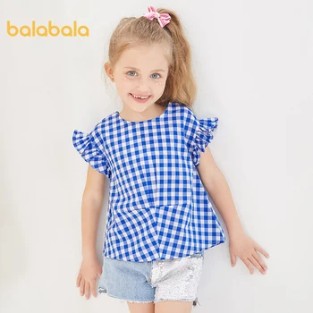 

Balabala Girls shirts short-sleeved foreign children shirts summer 2020 new children baby cotton