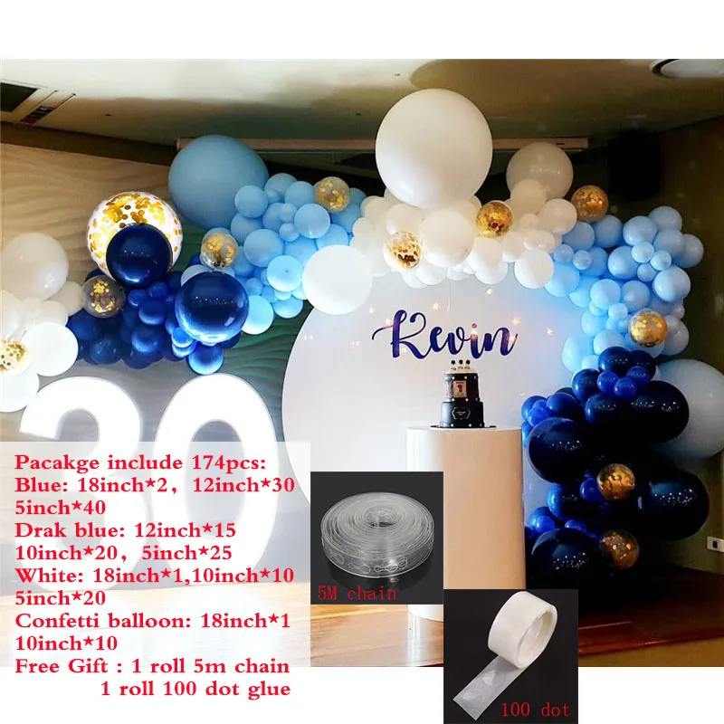 party balloon 174 шт большой белый золотой конфетти прозрачный шар гирлянда арочный комплект для взрослых 30st День Рождения украшения Anniversaire поставки - Цвет: party balloon