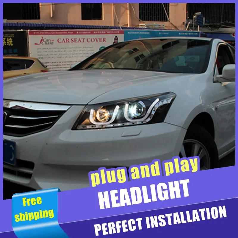 Автомобильный стиль светодиодный фары для Honda Accord 2008-2012 для Accord Головной фонарь светодиодный объектив двойной луч H7 HID Xenon bi xenon объектив