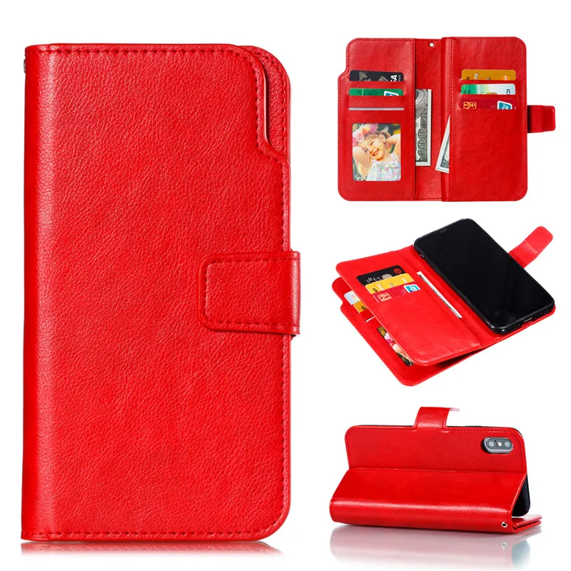 

Solid Color Flip Phone Shell Leather Case Coque For iPhone 11 Promax Xsmax Xr Xs X 8 7 6 6s Plus Multifunction Shell Back Cover
